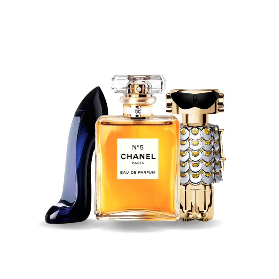 Combination of 3 perfumes - Good Girl from Carolina Herrera, Nº5 from Chanel and Fame from Paco Rabanne [100 ml]